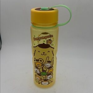 2018 Sanrio Pompompurin Yellow BPA free water bottle w/ spill proof lid 8”
